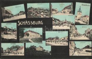 Segesvár, Schässburg, Sighisoara; Mozaikos képeslap / mosaic postcard (EK)