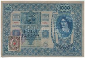 1902. 1000K hamis A Magyar Szent Korona Országainak Vörös Kereszt Egylete bélyeggel és körbélyegzéssel (fake stamp and overprint) T:III,III-