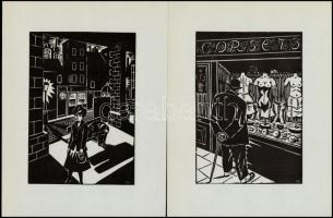 Frans Masereel (1889-1972): 10 db fametszet, papír, jelzettek a metszeten, 16×11 cm