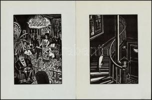 Frans Masereel (1889-1972): 10 db fametszet, papír, jelzettek a metszeten, 16×11 cm