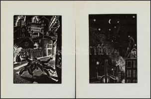 Frans Masereel (1889-1972): 10 db fametszet, papír, jelzettek a metszeten, 16×11 cm