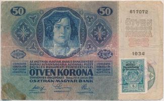 1914. 50K hamis montenegrói bélyeggel és felülbélyegzéssel (fake stamp and overprint) T:III,III-