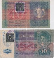 1904. 10K + 1915. 10K mindkettő hamis SHS bélyeggel és bélyegzéssel T:III-