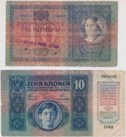 1904. 10K + 1915. 10K mindkettő hamis "SHS" bélyeggel és bélyegzéssel T:III-