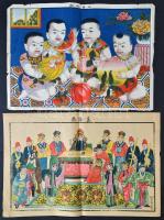 XX. sz. eleje: 2 db nagyméretű kínai fametszet / Chineese woodcuts 51x35 cm