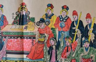 XX. sz. eleje: 2 db nagyméretű kínai fametszet / Chineese woodcuts 51x35 cm