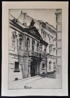 Füle Mihály (1914-2005): Utcarészlet, rézkarc, papír, jelzett, 37,5×25 cm