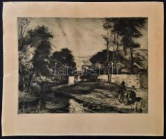 Nagy Zoltán (1916-1987): Patakparton, rézkarc, papír, jelzett, 26×36 cm