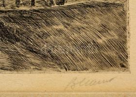 Blahos Rudolf (1917-1986): Balatonkörnyéki dombok, rézkarc, papír, jelzett, számozott (30/100), pasz...