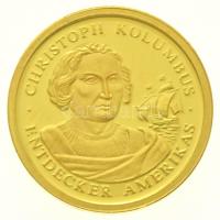 Németország DN "Christoph Kolumbus - Entdecker Amerikas" Au emlékérem (1,57g/0.585/14mm) T...