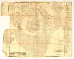 1834 Ernest Carl Frühwirth: Neuester Plan der Haupt und Residenzstadt Wien mit Ihren sämmstlichen Vorstädten. Rézmetszet. HIányos. / Engraved map of VIenna. Missing a part. 57x46 cm