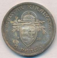 1938. 5P Ag "Szent István" T:2 patina
Adamo P8.1