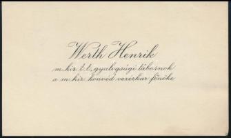 cca 1910 Werth Hernik tábornok névjegykártyája