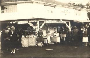 1927 Eszék, Esseg, Osijek; Eszéki mintavásár, Adolf Schmalz, Julijo Schubert üzletei, pavilonok / Osijek sample fair, shops, pavilions. photo