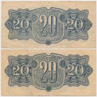 Csehszlovákia 1944. 20K (2x) T:III 
Czechoslovakia 1944. 20 Korun C:F
Krause 47.a