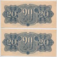 Csehszlovákia 1944. 20K (2x) T:II-,III 
Czechoslovakia 1944. 20 Korun C:VF,F
Krause 47.a