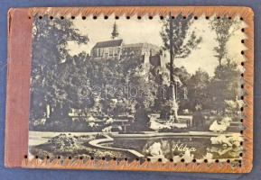 Kis alakú képeslapalbum, 14 beragasztásra alkalmas lappal + 29 db MODERN magyar képeslap (főleg fürd...