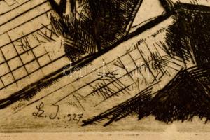 Szőnyi István (1894-1928): Dunakanyar Zebegényben 1927, rézkarc, papír, jelzett a dúcon, paszpartuba...