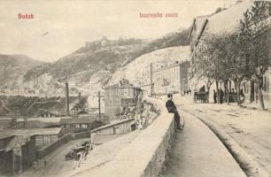 Susak, Sansego (Mali Losinj, Lussinpiccolo); Luzinjska cesta / street view, paper mill, factory. Giacomo M. Kohn 305.