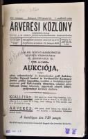 1938 Árverési közlöny XIX. évf. 1. rendkívüli száma. A M. Kir. Postatakarékpénztár árverési csarnoká...