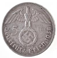 Német Harmadik Birodalom 1938A 5M Ag "Hindenburg" T:2 ph.
German Third Reich 1938A 5 Mark...