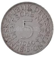 NSZK 1969D 5M Ag T:2  
GFR 1969D 5 Mark Ag C:XF
Krause KM#112.1