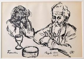 Rippl-Rónai József (1861-1927): Fenella és Rippl bácsi. Cinkográfia, papír, jelzett a cinkográfián, paszpartuban, 16x22 cm