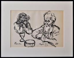 Rippl-Rónai József (1861-1927): Fenella és Rippl bácsi. Cinkográfia, papír, jelzett a cinkográfián, ...