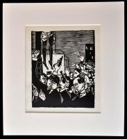 Kondor Béla (1931-1972): Afrikai nosztalgia. Fametszet, jelzés nélkül, paszpartuban, 13,5x11 cm