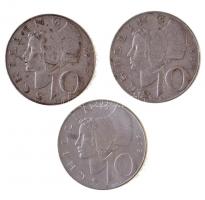 Ausztria 1957-1973. 10Sch Ag (3xklf) T:2 
Austria 1957-1973. 10 Schilling Ag (3xdiff) C:XF
