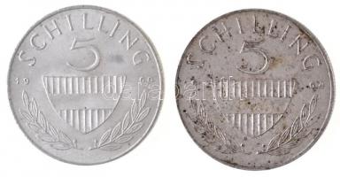 Ausztria 1960-1964. 5Sch Ag (2x) T:2 
Austria 1960-1964. 5 Schilling Ag (2x) C:XF