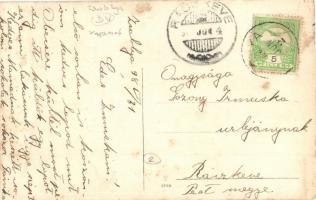 1908 Zsablya, Zabalj; a levélíró lakása egy tiszai lakóhajón / the house boat of the letter's w...