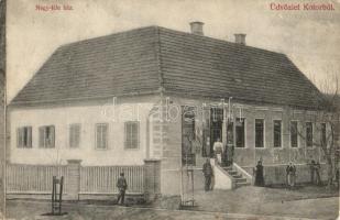 Kotor, Kotoriba; Nagy József üzlete és saját kiadása / publishers shop and house + 1916 Pragerhof-Budapest vonat pecsét (EK)