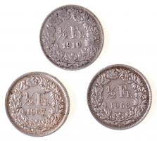 Svájc 1910B 1/2Fr Ag + 1963B 1/2Fr Ag + 1967. 1/2Fr Ag T:1--3
Switzerland 1910B 1/2 Francs Ag + 196...