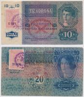 1913. 20K + 1915. 10K mindkettő hamis szerb bélyeggel és bélyegzéssel (fake overprint) T:III