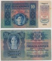 1913. 20K + 1915. 10K mindkettő hamis szerb bélyeggel és bélyegzéssel (fake overprint) T:III