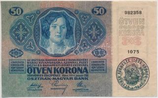 1914. 50K hamis "Szatmár Vármegye Iloba Község" felülbélyegzéssel (fake overprint) T:III