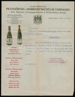 1916 Budapest, Első Kőbányai Pezsgőipar és Borkereskedelmi Társaság, díszes fejléces levél