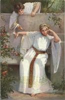 49 db RÉGI hölgy motívumlap / 49 pre-1945 lady motive postcards