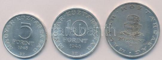 1948. 5Ft Ag "Petőfi" + 10Ft Ag "Széchenyi" + 20Ft Ag "Táncsics" - &qu...