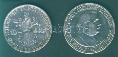 Szlovákia 1939. 20K Ag "Tiso" + 1944. 10K Ag "Pribina" T:2,2-