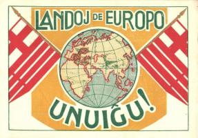 Landoj de Europo unuigu! / Európa országai egyesüljetek. Kiadja Höfler Frigyes / Unite the countries of Europe; Esperanto propaganda (EK)