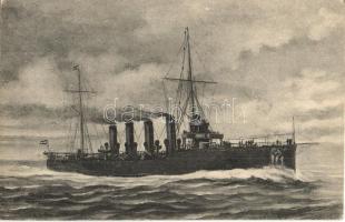 1909 SMS Admiral Spaun az Osztrák-Magyar Haditengerészet gyorscirkálója / K.u.K. Kriegsmarine / Austro-Hungarian Navy light cruiser. Verlag F. W. Schrinner, Pola s: Kappler (EK)