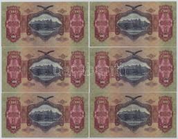 1930. 100P (6x) sorszámkövetők néhány darabon nyomdai papírránc T:I,I- egyiken bankjegy jobb alsó sa...