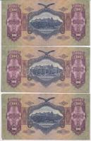 1930. 100P (3x) sorszámkövetők néhány darabon nyomdai papírránc T:I,I- egyiken bankjegy jobb alsó sa...