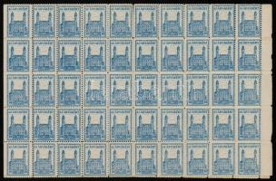 1938 Az árvákért hajtott 100-as levélzáró ív, összetapadt a gumizás