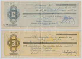 1948-1949. 8db-os részben illetve teljesen kitöltött váltó tétel, mindegyik illetékbélyeggel, és lyu...