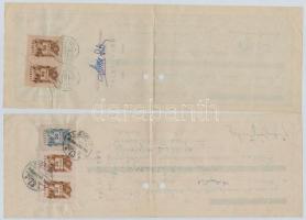 1948-1949. 8db-os részben illetve teljesen kitöltött váltó tétel, mindegyik illetékbélyeggel, és lyu...