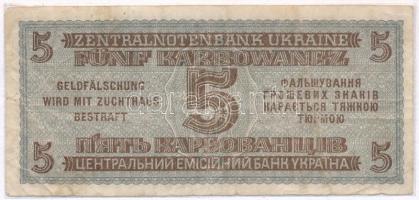Ukrajna / Német megszállás 1942. 5K lezárt fóliatokban T:III- 
Ukraine / German occupation 1942. 5 ...