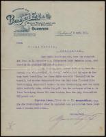 1911 Bernhard Engl & Comp. konyak és sörfőzdéje, díszes fejléces levél